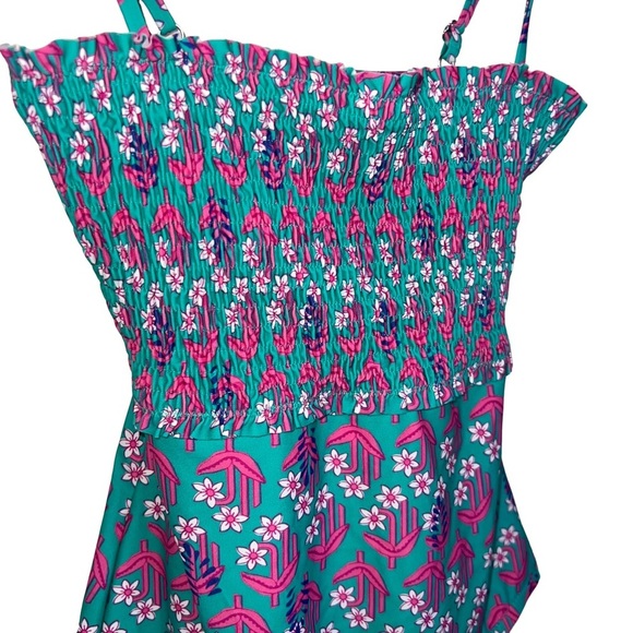 J. Crew Smocked One Piece Swimsuit Turquoise and Pink Size XS - Picture 3 of 14